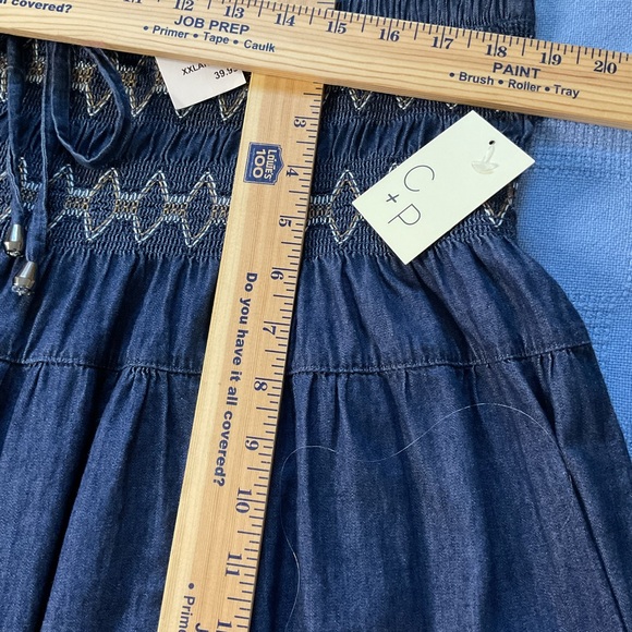 Cactus + Pearl Midi Skirt XXL in Slate Blue 100% Cotton Soft Smocked Denim Look - Picture 9 of 16